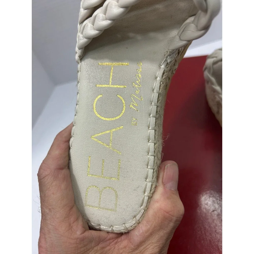 Beach by Matisse Braided Platform Sandals 9M Cream Espadrille Boho Coastal